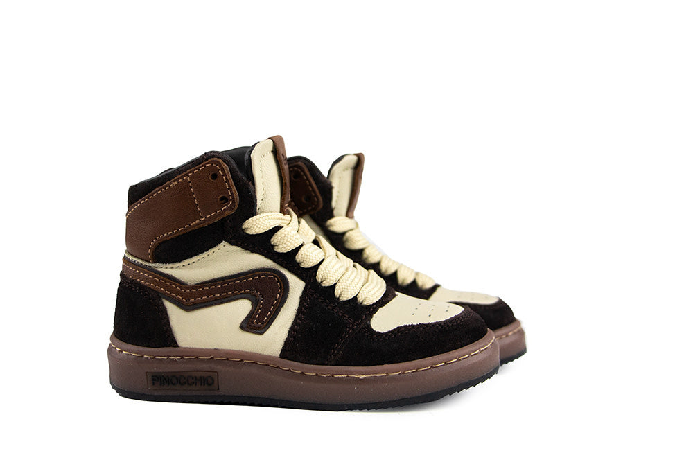 Pinocchio Hoge Sneaker Donkerbruin Combi