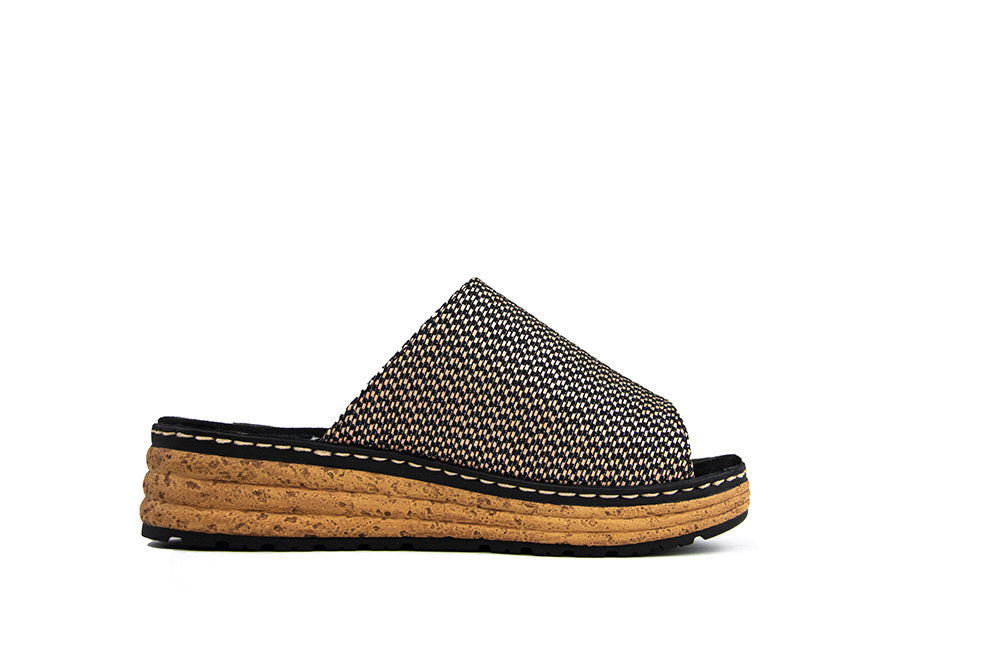 Rieker Slipper Schwarz Natur Multi