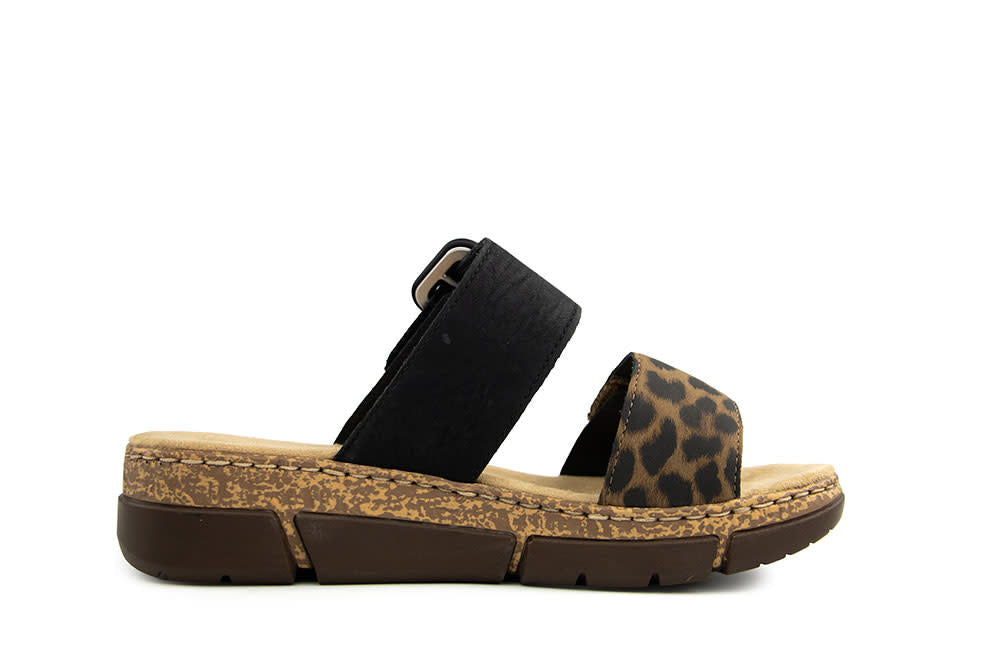 Rieker Slipper Braun Schwarz Leo