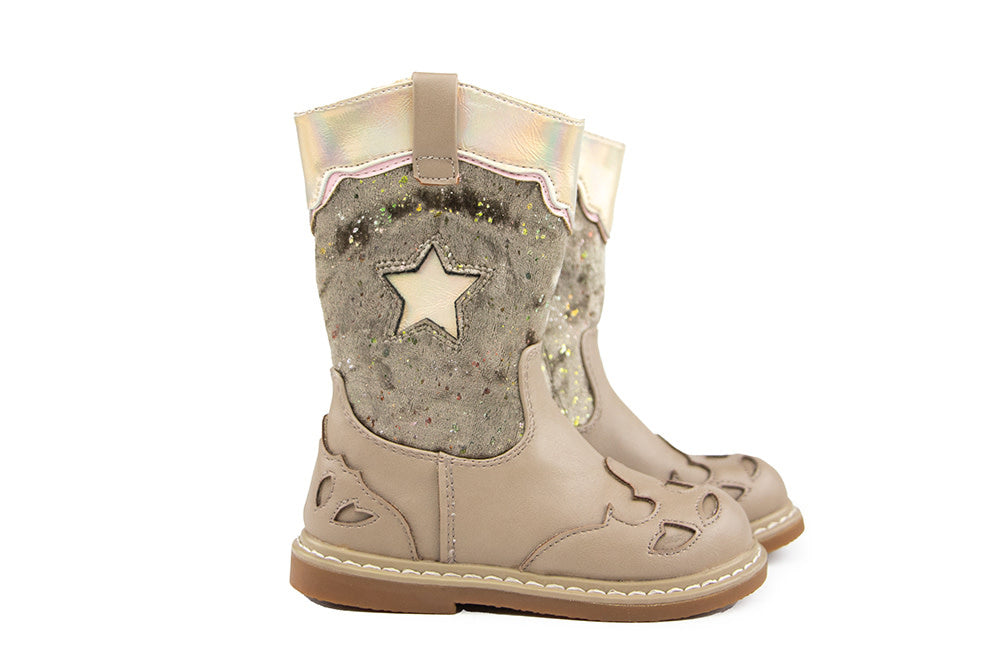 Shoesme Crepe Laars Taupe Silver