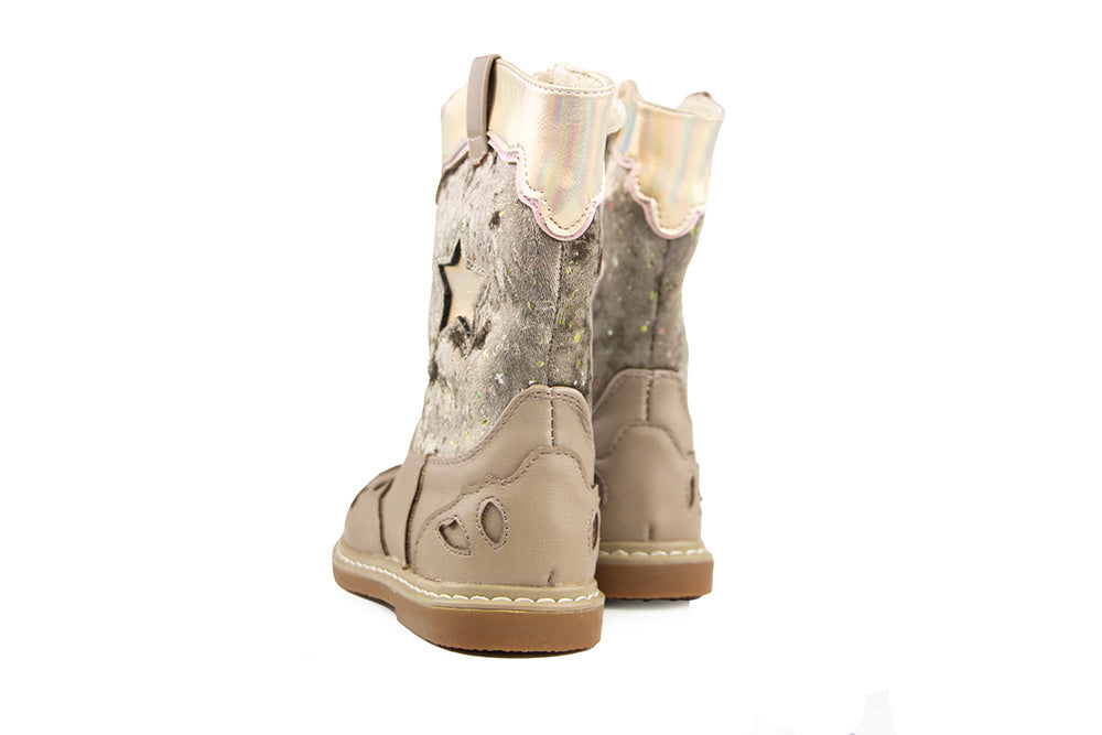 Shoesme Crepe Laars Taupe Silver