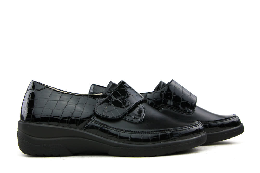 Solidus Klittenband Zwart Croco Lak