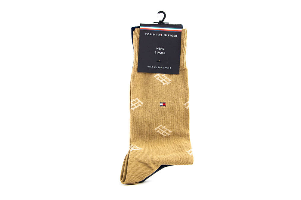 Tommy Hilfiger Sokken Khaki Blauw Monogram