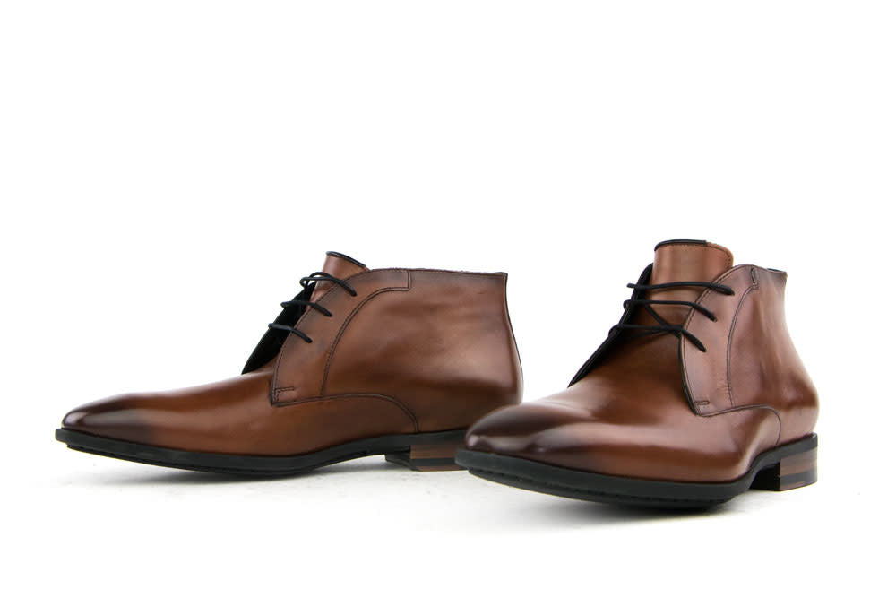Van Bommel Hoge Veterschoen Cognac