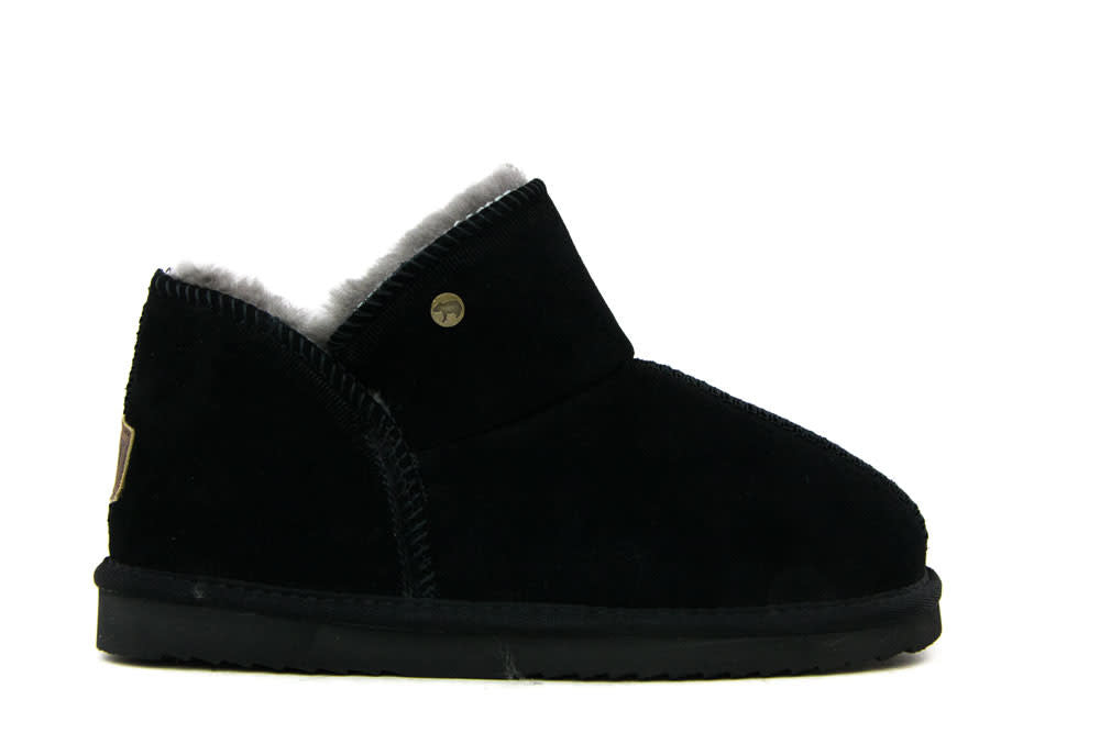 Warmbat Pantoffels Willow Zwart Suede