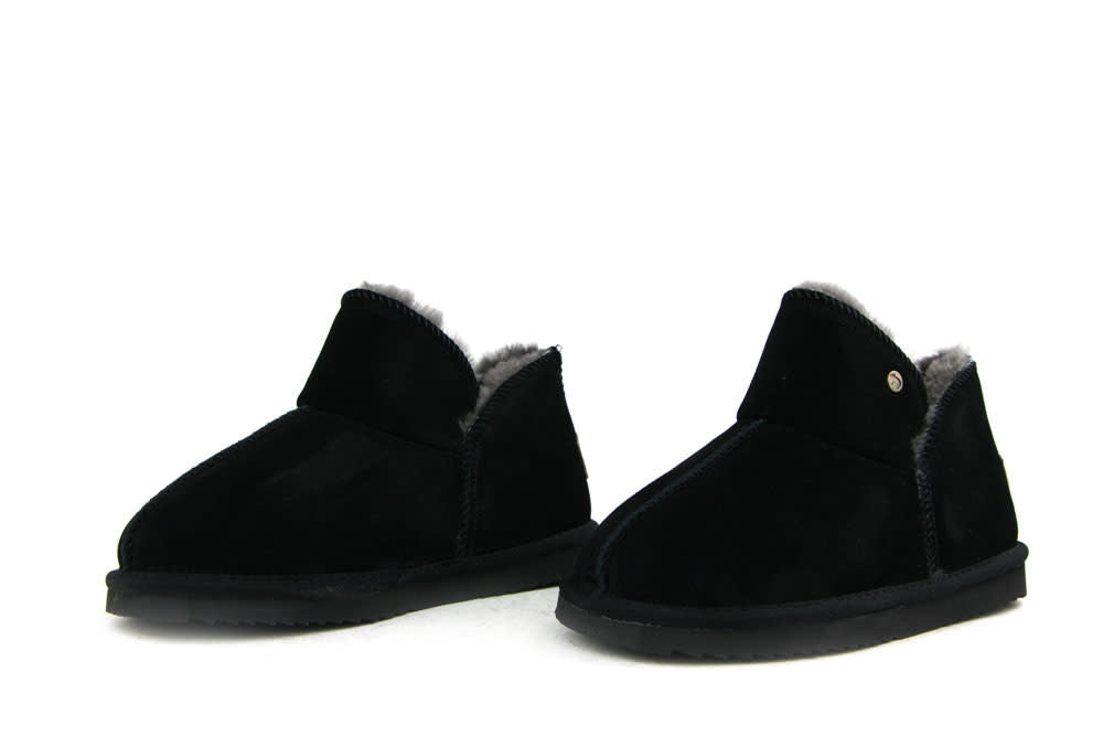 Warmbat Pantoffels Willow Zwart Suede