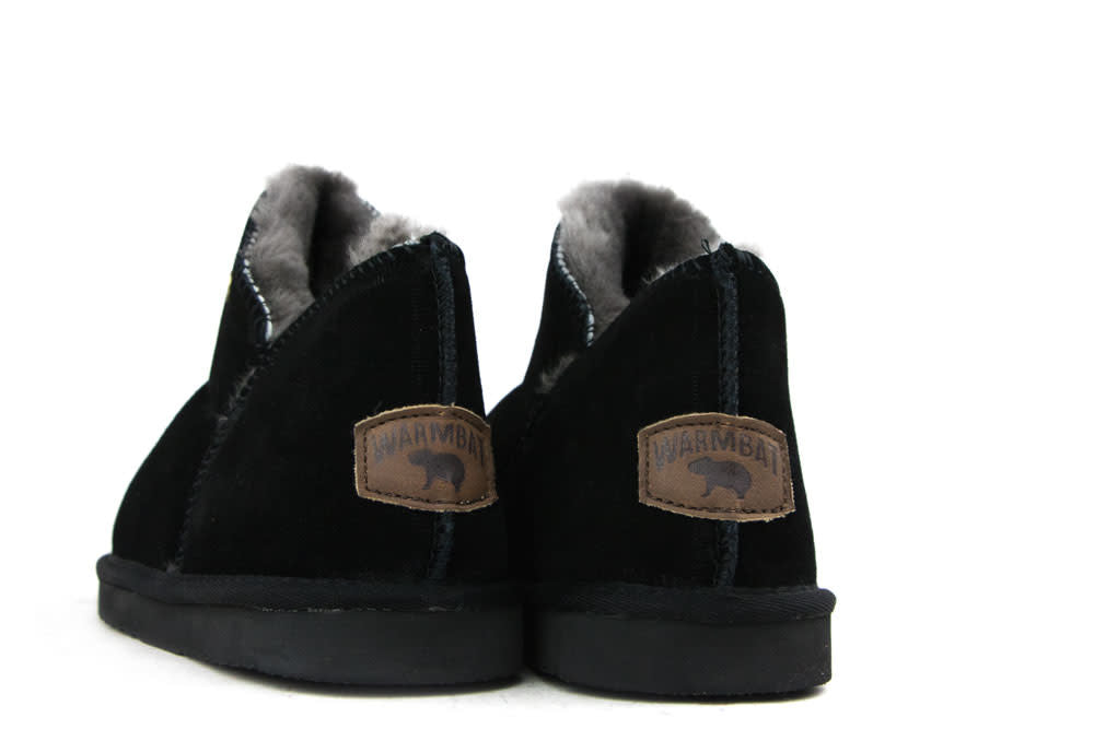 Warmbat Pantoffels Willow Zwart Suede